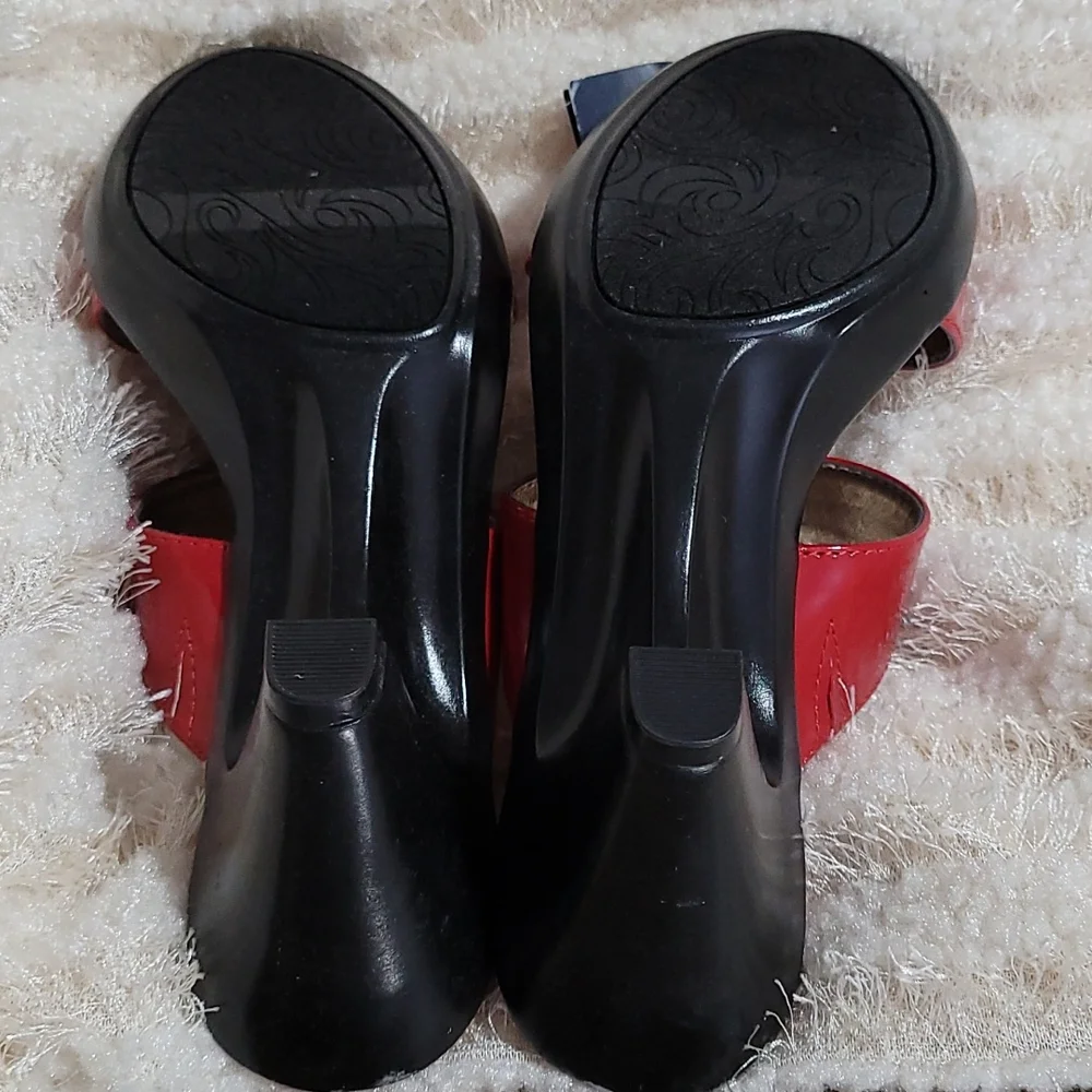 NEW High Heel Sandals Red Patent Open Toe Sole Sense Ability Pad Croft Barrow 6
